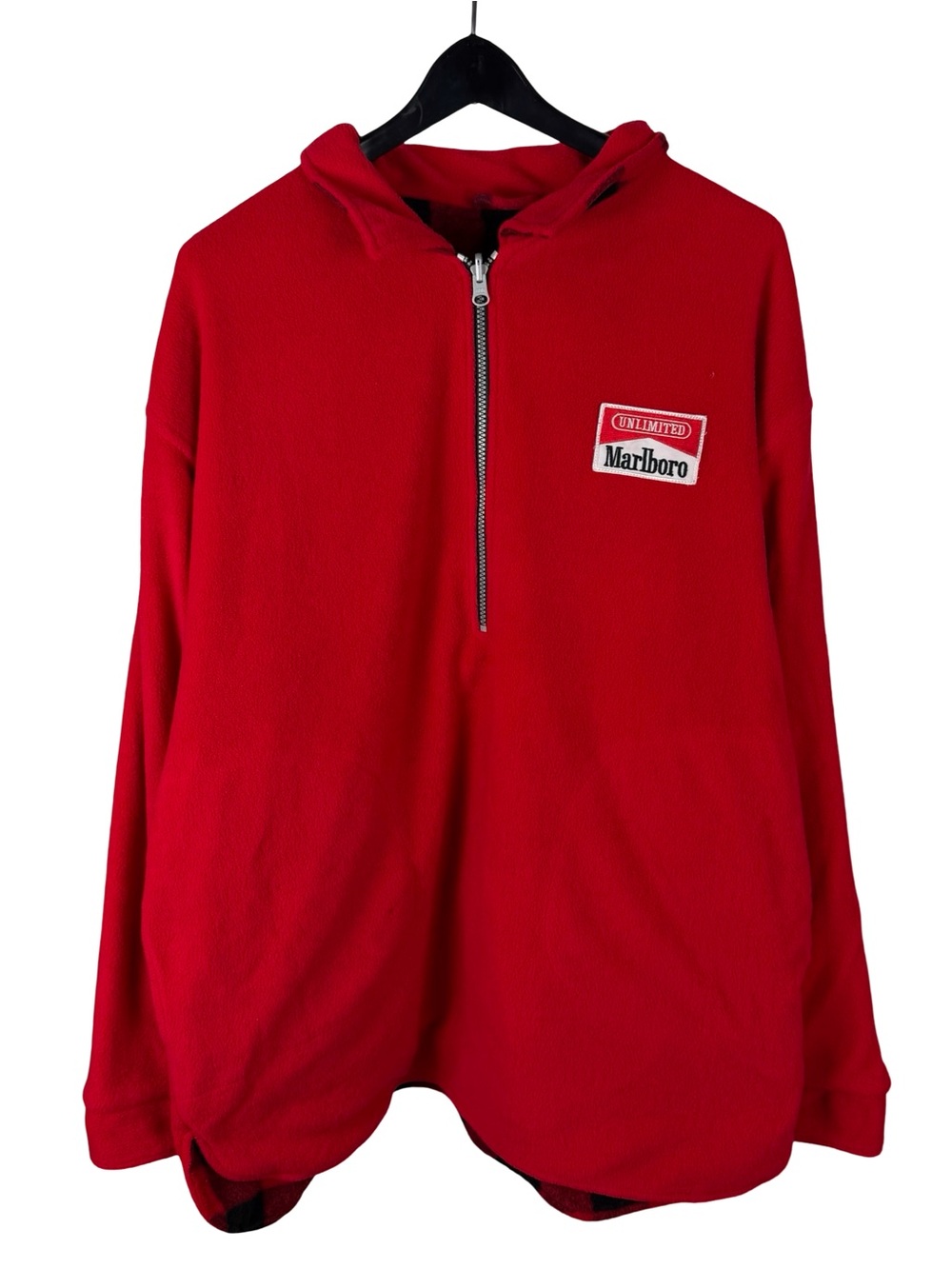 Vintage 90s Marlboro Unlimited Reversible Quarter Zip Red Sweatshirt Size XL